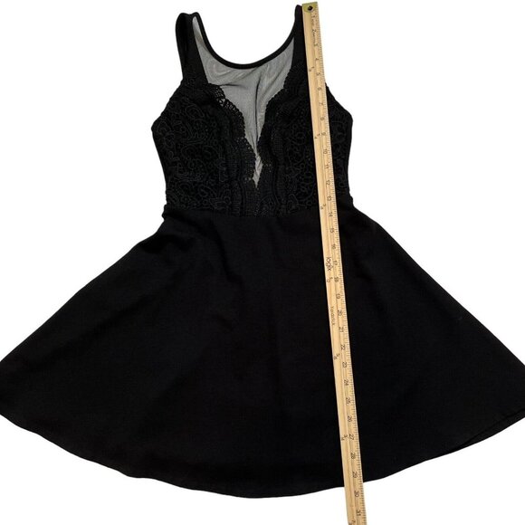 Lulus Women's Black I Promise Mini Skater Dress Lace Mesh Detail Size Small - Picture 7 of 8